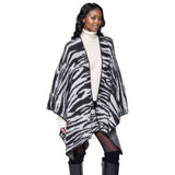 PinktownUSA - Kimono Cardigan Poly Black Zebra Knit for Women: Black and White / Multi Tone / 31.5 x 43.3 inches