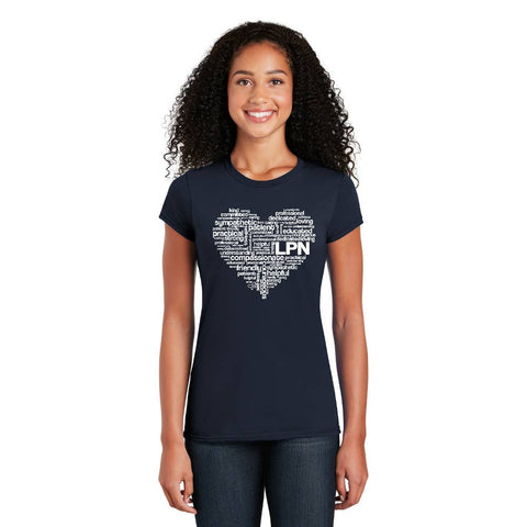 Cutieful - LPN Heart - Cotton Short Sleeve T-Shirt: Navy / XXL