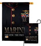 Two Group Flag Co - Dress Blue Marine Armed Forces Military Corps Decor Flag: Garden Flag 13" x 18.5" Only / Double Sided-Thick Fabric