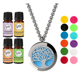 Wild Essentials - Tree Of Life Essential Oil Diffuser Necklace Set w/ 4 Oils
