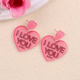 Suhkasana - Valentine Glitter Heart Acrylic Statement Earrings