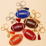 SP Sophia Collection - Gameday Rhinestone Pave Tassel Football Keychain: Orange