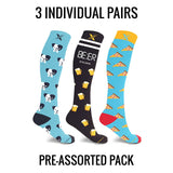 Extreme Fit Wholesale - LAZY WEEKEND COMPRESSION SOCKS COLLECTION - 3 ASST STYLES: Large/XL