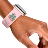 PinktownUSA - AKA Sorority Pink 1908 Watch Band Strap Women: Pink and Green / Rhodium / Adjustable