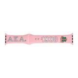 PinktownUSA - AKA Sorority Pink 1908 Watch Band Strap Women: Pink and Green / Rhodium / Adjustable