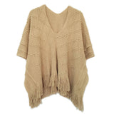 PinktownUSA - Beige Crochet Poncho: Beige / Acrylic / 26 x 35 inches