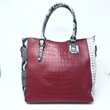 YOUZEY - Crossbody Tote Python Print 3 Piece Set: Red