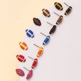 SP Sophia Collection - Gameday Two-Tone Rhinestone Pave Football Stud Earrings: Red