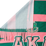 PinktownUSA - AKA Sorority Zebra Stripe Fashion Shawl Scarf: Pink and Green / Multi Tone / 74 x 28 inches