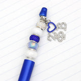 PinktownUSA - ZPB Sorority Bling Bead and Charm Blue Pen: Blue and White / Rhodium / 5.65 inches