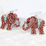 PinktownUSA - DST Red Elephant Rhinestone Fish Hook Earrings