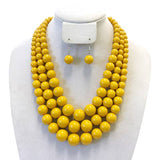SP Sophia Collection - Multi-Strand Pearl Bead Necklace Earring Set : Fuchsia