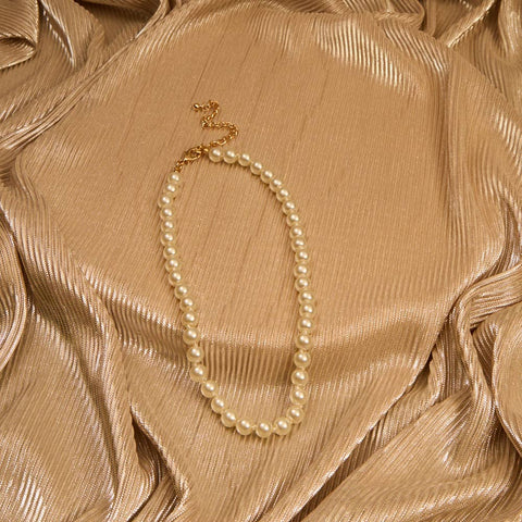 SP Sophia Collection - Elegant 16-inch 8mm Single Strand Pearl Necklace: Cream