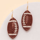 SP Sophia Collection - Two-Tone Rhinestone Pave Football Dangle Earrings: Orange Blue