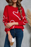 Suhkasana - Heart Print Pullover Sweater Size: L