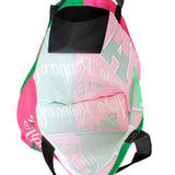 PinktownUSA - AKA 1908 Pink Green Large Shopper Tote for Women: Pink and Green / Multi Tone / 20 x 5.5 x 15.5 inches