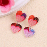 Suhkasana - Valentine Glitter Heart Acrylic Statement Earrings