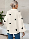 Suhkasana - Polka Dot Lantern Sleeve Blouse with Half Button Collar Size: L