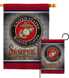 Two Group Flag Co - Semper Fi US Marine Armed Forces Military Corps Decor Flag: Garden Flag 13" x 18.5" Only / Double Sided-Thick Fabric