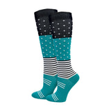 Think Medical Wholesale - Blue Dots & Stripes Fashion Compression Knee High Socks  : Reg