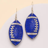 SP Sophia Collection - Two-Tone Rhinestone Pave Football Dangle Earrings: Orange Blue