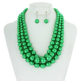 SP Sophia Collection - Multi-Strand Pearl Bead Necklace Earring Set : Fuchsia