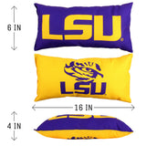 Everything Comfy - LSU Tigers 2 Sided Bolster Travel Pillow, 16" x 6", Made in the USA