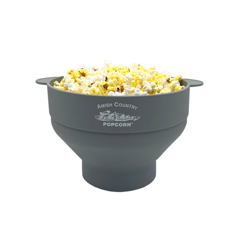 Amish Country Popcorn - Silicone Microwave Popper: Grey