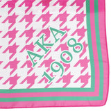 PinktownUSA - AKA Sorority Houndstooth Square Scarf for Women: Pink and Green / Multi Tone / 35.5 inches