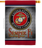 Two Group Flag Co - Semper Fi US Marine Armed Forces Military Corps Decor Flag: Garden Flag 13" x 18.5" Only / Double Sided-Thick Fabric