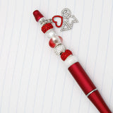 PinktownUSA - DST Sorority Bling Bead and Charm Red Pen: Red and White / Rhodium / 5.65 inches