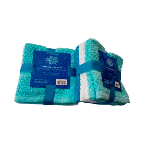 Arkwright Home - Pack of 6 Campbell Ramsey Washcloths 12x12 - Assorted Colors