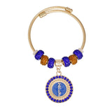 PinktownUSA - SGRHO Greek Merch Bead and Charm Cable Bracelet: Color: Gold and Blue / Plating: Gold / Size: Adjustable