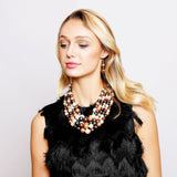 SP Sophia Collection - Chunky 5 Strand Pearl Necklace & Earring Set: Red