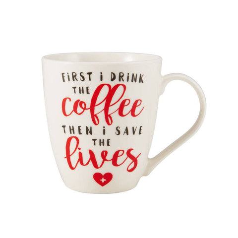 Fitz and Floyd® Mikasa® Pfaltzgraff® - Pfaltzgraff 18OZ Mug First Coffee/Saves Lives Open Stock