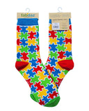 Fabdaz - Colorful Autism Awareness Puzzle Pieces Women's Crew Socks