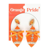 SP Sophia Collection - Gameday Football with Bow Crystal Beaded Dangle Earrings: Red Black