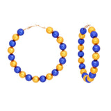 PinktownUSA - SGRHO Sorority Blue Gold Pearl Hoops for Women: Gold / Gold and Blue / 3 inches