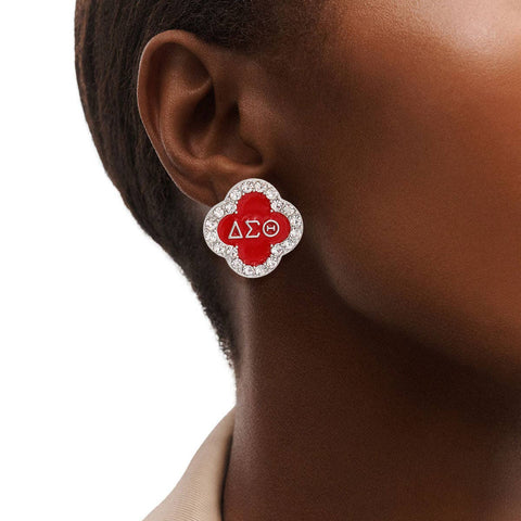 PinktownUSA - Red Sorority Studs: Red / Rhodium / 1 x 1 inches