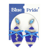 SP Sophia Collection - Gameday Football with Bow Crystal Beaded Dangle Earrings: Red Black