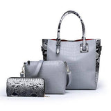 YOUZEY - Crossbody Tote Python Print 3 Piece Set: Red