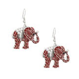 PinktownUSA - DST Red Elephant Rhinestone Fish Hook Earrings