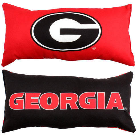 Everything Comfy - Georgia Bulldogs 2 Sided Bolster Travel Pillow, 16" x 6", Made in the USA