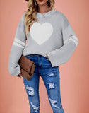 Suhkasana - Pink Heart Contrast Knit Sweater Womens Valentine Pullover Size: S