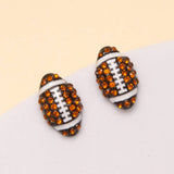 SP Sophia Collection - Gameday Two-Tone Rhinestone Pave Football Stud Earrings: Red