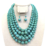 SP Sophia Collection - Chunky 5 Strand Pearl Necklace & Earring Set: Red