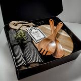 Theba Handmade - Luxury Gift Box- Round Acacia Simple: Yes / #1 / Black Initial Gift Tag