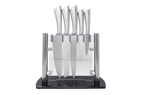 YOUZEY - 5-Piece Stainless Steel Knife Set with Stand