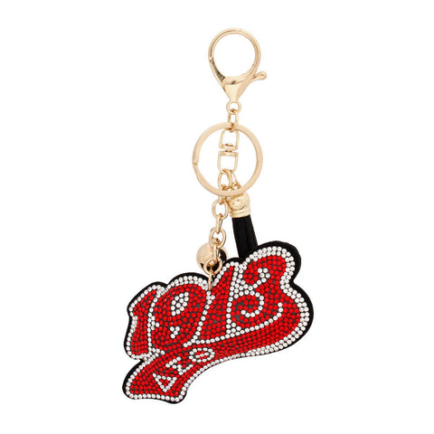 PinktownUSA - DST Sorority 1913 Red Padded Keychain: Red and White / Gold / 6 x 3.25 inches