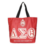 PinktownUSA - DST Sorority Red Large Shopper Tote for Women: Red / Multi Tone / 20 x 5.5 x 15.5 inches